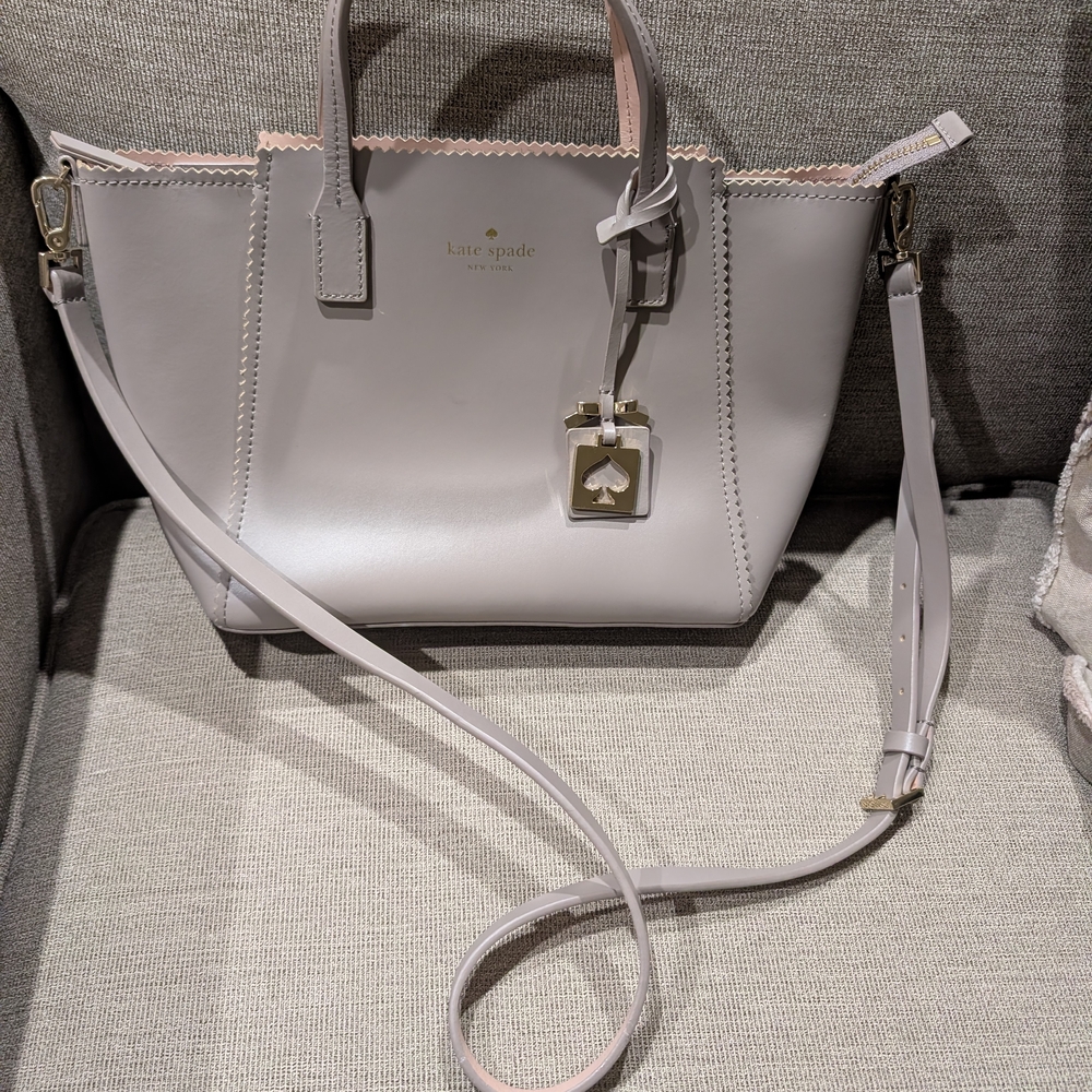 Kate Spade Light Gray Tote with Pink Accents - Picture 2 of 10